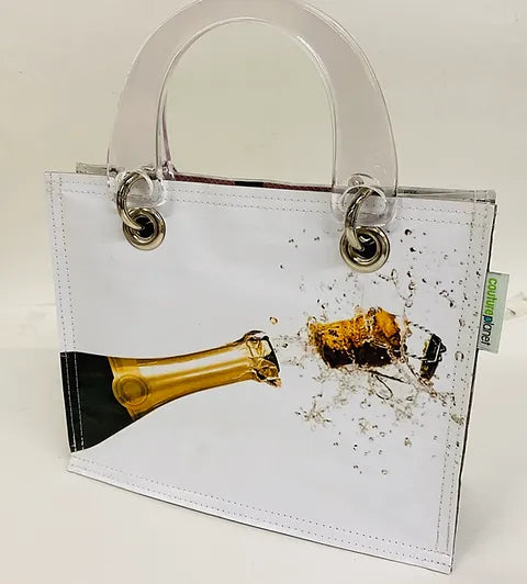 POP THE BUBBLY or Wine or flag or Rose HANDBAG