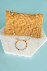 CRYSTAL BEAD GOLD CIRCLE NECKLACE
