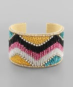 CHEVRON SEED BEAD AND CRYSTAL BRACELET