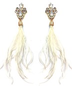 Crystal and Feather Fringe Earrings