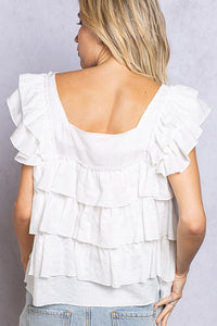 WHITE RUFFLE TOP