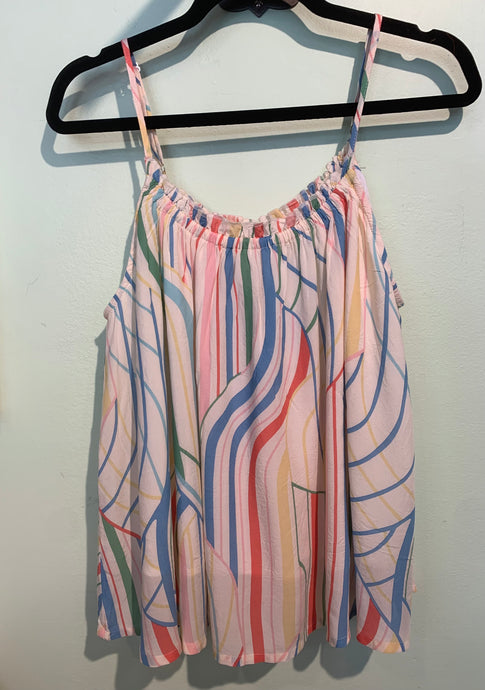 MULTI STRIPE FLOWY COTTON CAMISOLE TOP