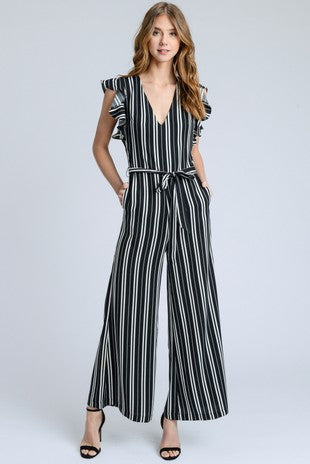 THICK STRIPED POCKET JUMPSUIT