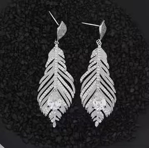 CRYSTAL FEATHER EARRINGS