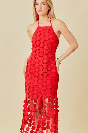 SCARLETT CROCHET DOT MIDI DRESS