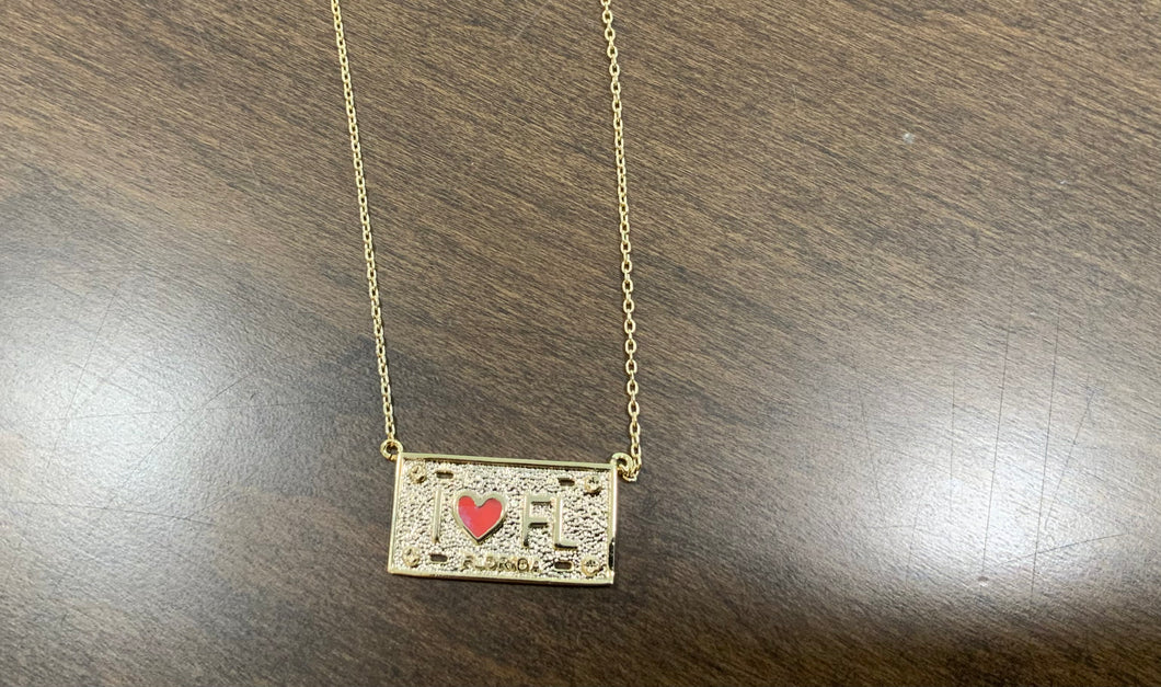 I LOVE STATE PLATE NECKLACE