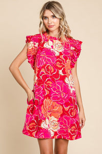 FLOWER RUFFLE DRESS