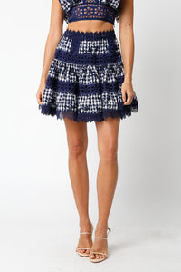 NINA NAVY GINGHAM SKIRT