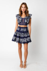 NINA NAVY GINGHAM SKIRT