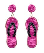 PINK FLIP FLOP SEED BEAD EARRINGS