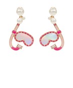 Pink Snorkeling Gear and Pearl Enamel Earrings