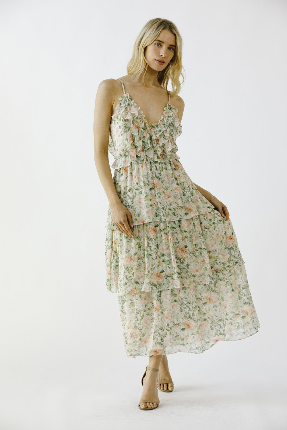 ROSE PRINT FLOWY DRESS