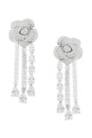 ROSE TASSEL CZ EARRINGS