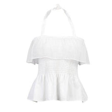 VINEYARD RUFFLE SMOCKED HALTER TOP