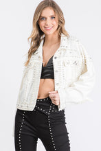 DENIM JACKET WITH PEARLS AND JEWELS