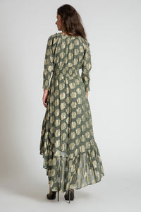 LOUISA GOLD GREEN MAXI DRESS