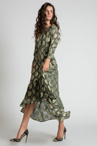 LOUISA GOLD GREEN MAXI DRESS