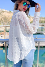 3D TEXTURED BUTTON DOWN LONG SLEEVE BLOUSE