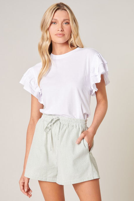 CALLIE COTTON 2 RUFFLE SLEEVE TOP