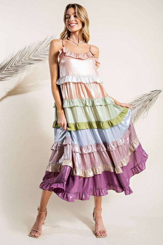 Rainbow hot sale ruffle dress