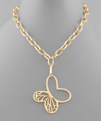HALF FILIGREE BUTTERFLY NECKLACE