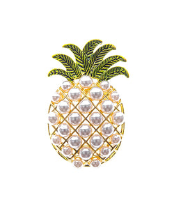 SPARKLY PINEAPPLE PIN WITH PEARLS
