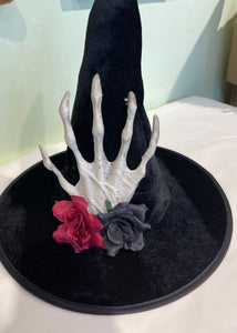 WITCH HAT WITH SKELETON HAND